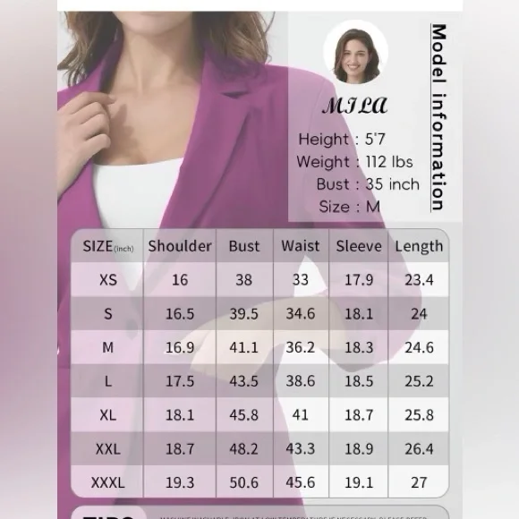 ELLEVEN WOMENS RUCHED 3/4 sleeve blazer - Fuchsia color 2XL - Picture 3 of 4